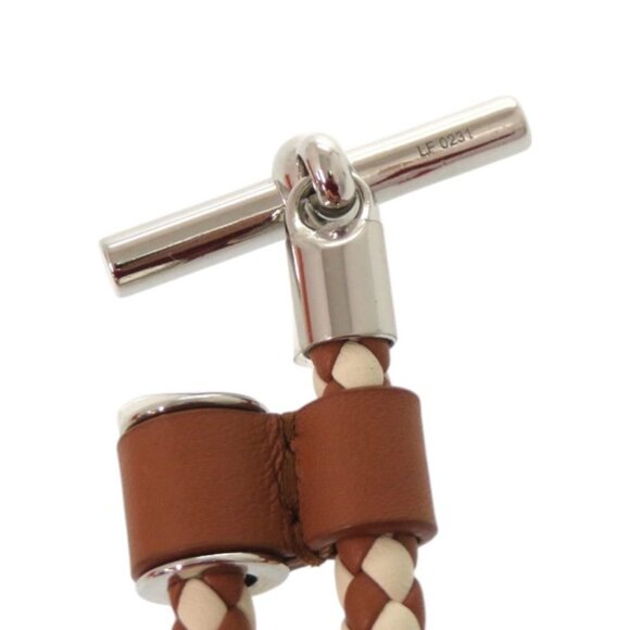 Hermes Glenan Leather Metal Brown White main image 6